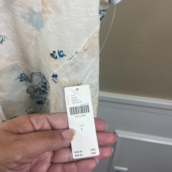 Pilcro Blue and Cream Short Sleeve Tee NWT - Picture 3 of 8